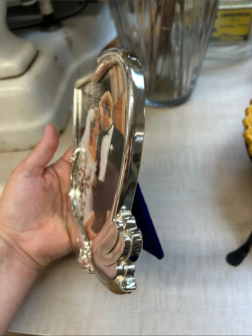NWOT Vintage Silver Swan Heart Photo Frame & Bud Vase